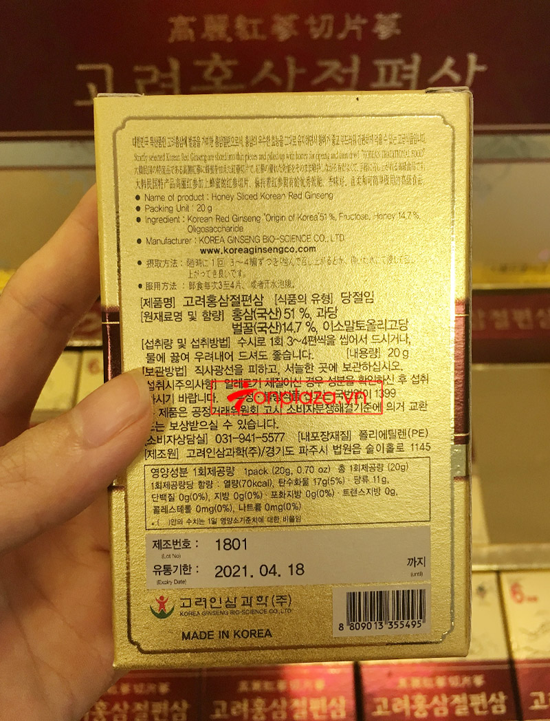 Hồng Sâm lát tẩm mật ong BIO APGOLD Hàn Quốc NS030 10