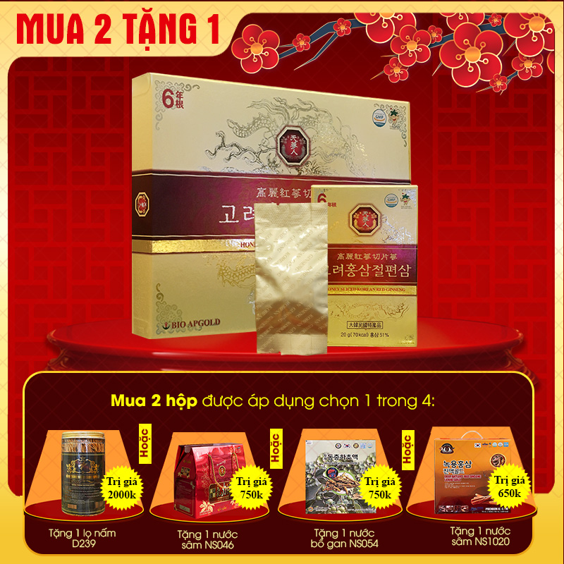 Hồng Sâm lát tẩm mật ong BIO APGOLD Hàn Quốc NS030