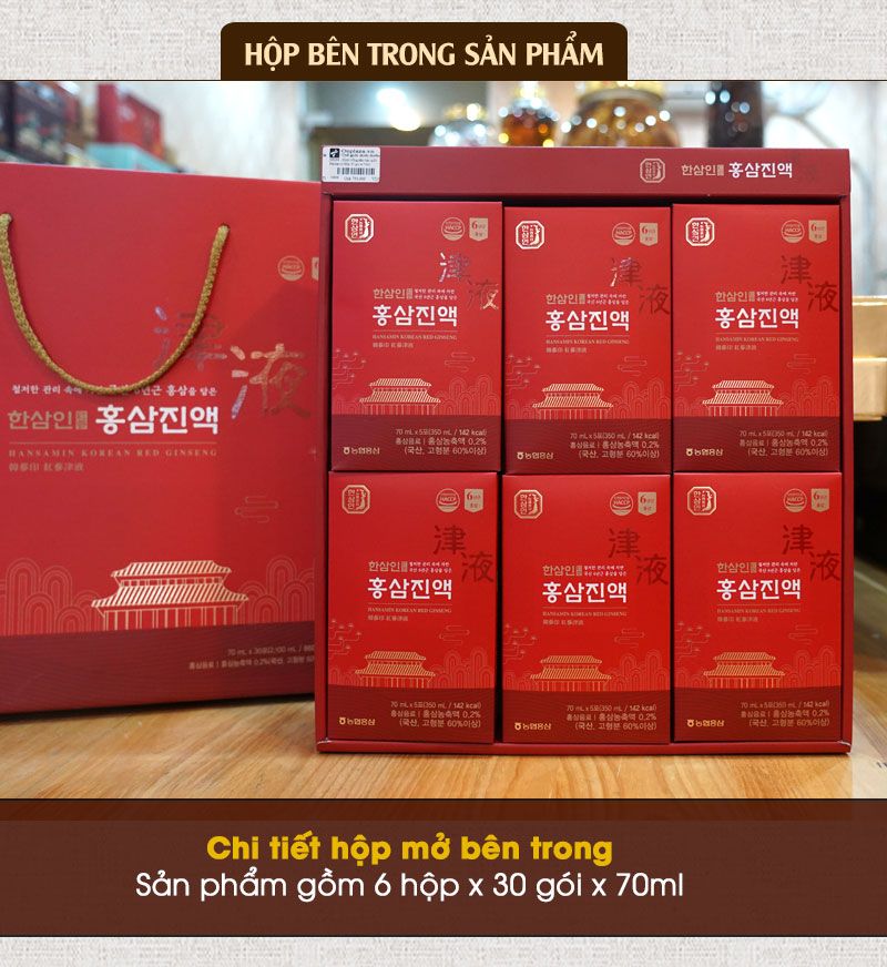 Nước hồng sâm Hàn Quốc Hansamin hộp 30 gói x 70ml NS938 5
