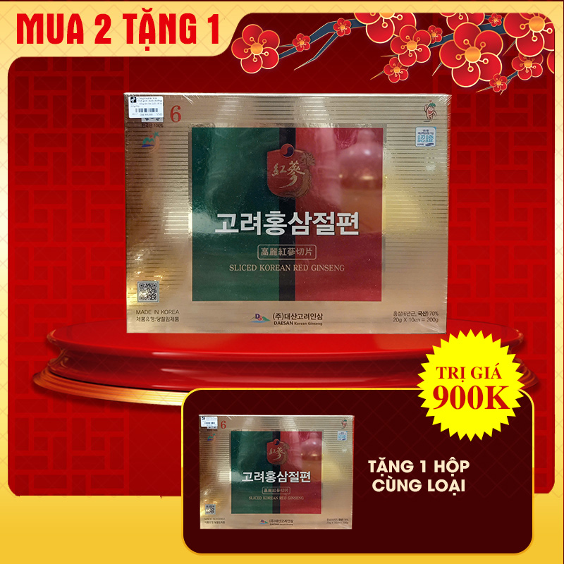 Hồng sâm Hàn Quốc cắt lát 200gr/hộp; 40 hộp/ thùng (Daesan Korea red ginseng sliced every day) NS1117