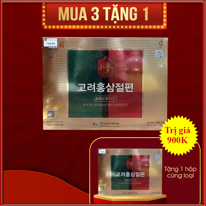 Hồng sâm Hàn Quốc cắt lát 200gr/hộp; 40 hộp/ thùng (Daesan Korea red ginseng sliced every day) NS1117