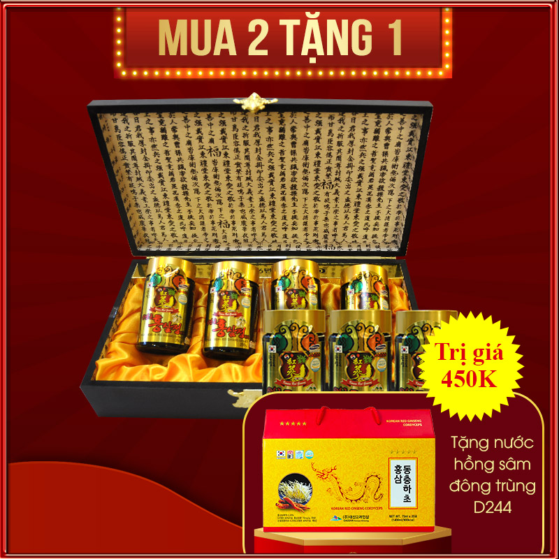 Cao hồng sâm Kanghwa hộp gỗ quà biếu cao cấp loại 4 lọ (250g x 4) NS391 Cao hồng sâm Kanghwa hộp gỗ quà biếu cao cấp loại 4 lọ (250g x 4) NS391