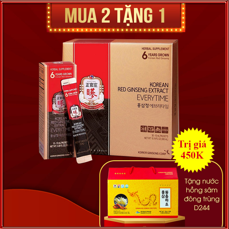 Tinh chất hồng sâm chính phủ KGC Everytime Original hộp 10ml x 30 gói NS454